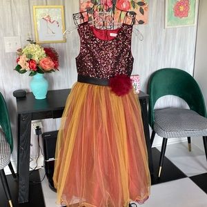Girls Sz 10 Sleeveless Dress Sequin Bodice Worn Once Excellent Condition